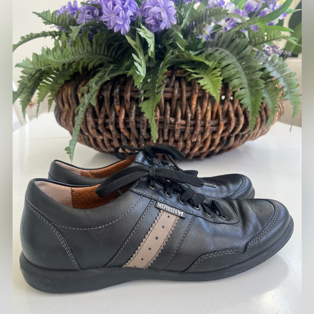 Mephisto Air Jet Black Pebbled Leather Mens 8.5 /07 1433 Walking Shoes EUC